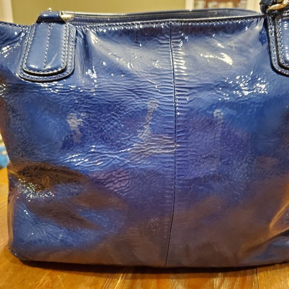 Vintage Coach Madison Patent Leather Purse Ultra Marine Blue Silver Hardware - Picture 14 of 16